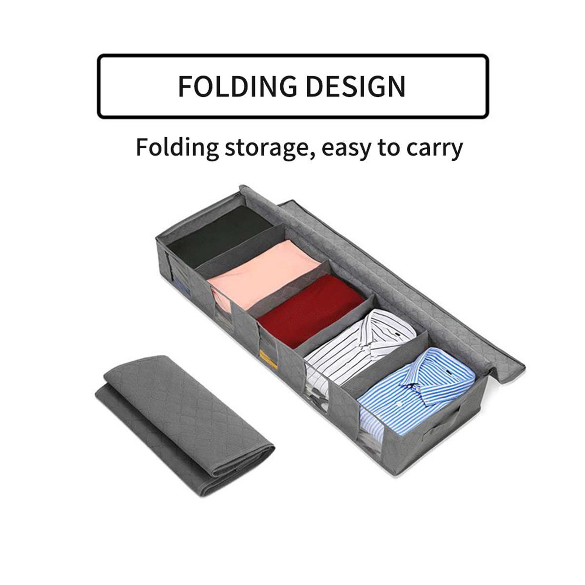 Portable Folding Under Bed Shoes Storage Bag Durable Non-woven Fabric Dustproof Clothes, Shoes Organizer