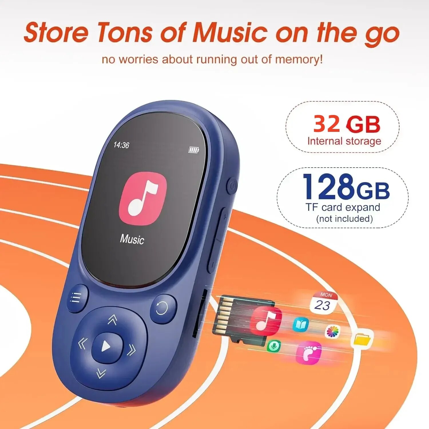MP3 Player / MP4 Player MP3 Music Player with 32GB Memory Slim Classic Digital LCD 1.44inch Screen Type-c Port with FM Radio. 