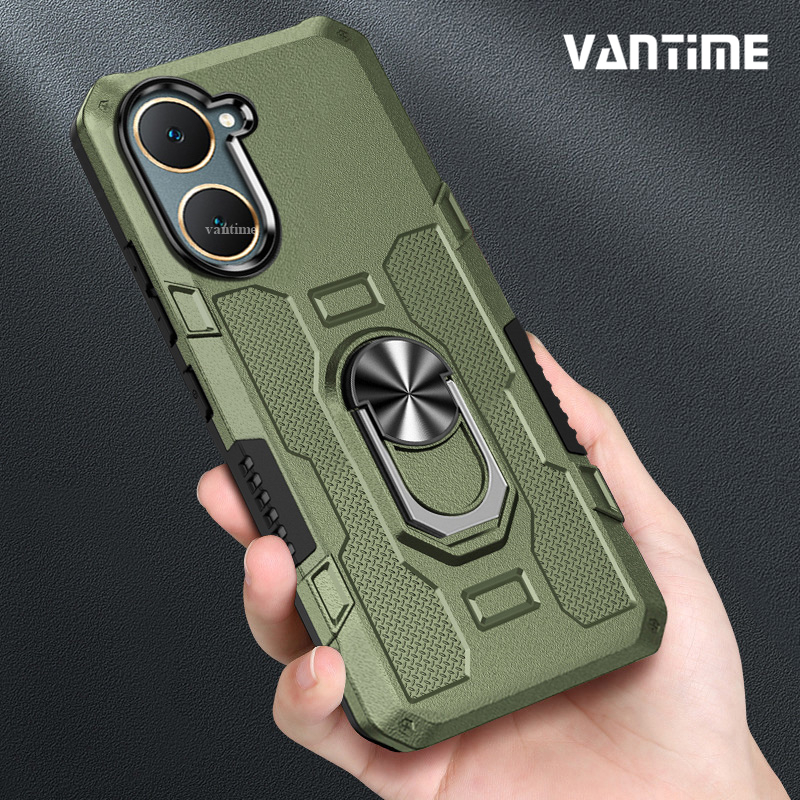 Vantime for vivo Y03 / Y03t 4G Armor Case Hard ShockProof Dual layer Ring Stand Cover
