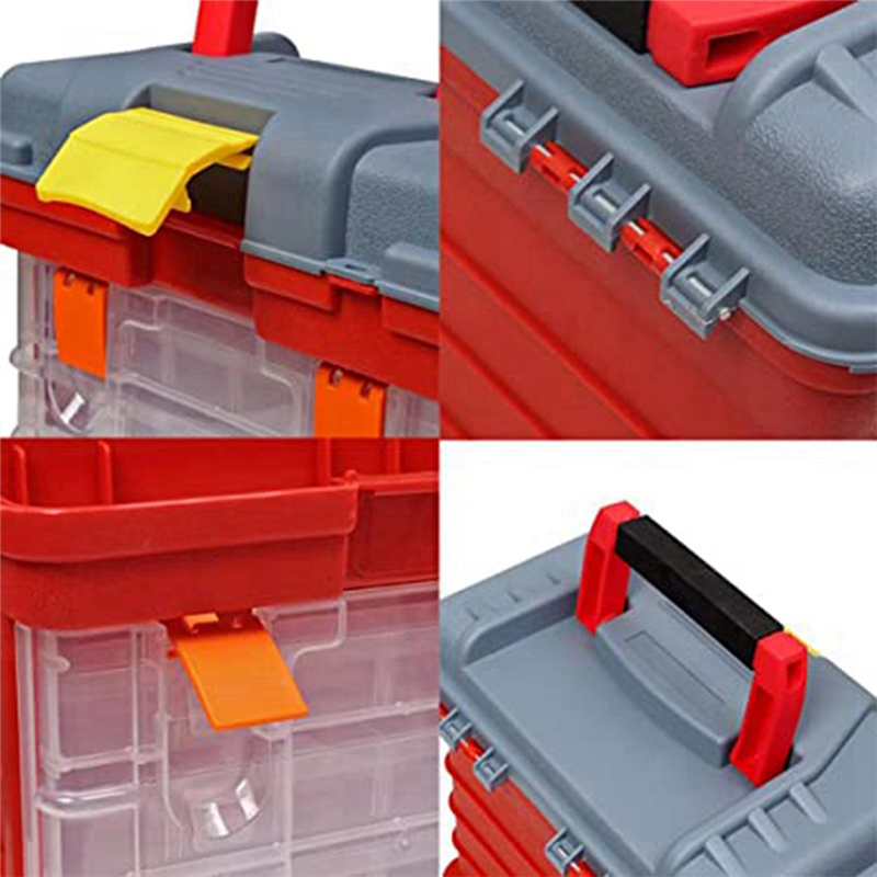 Multifunctional Storage Box Multipurpose Toolbox with 4 Layers and 72 Compartments Can Place Screws, Nuts and Wrenches Capacity Stool Carrying Handle. 