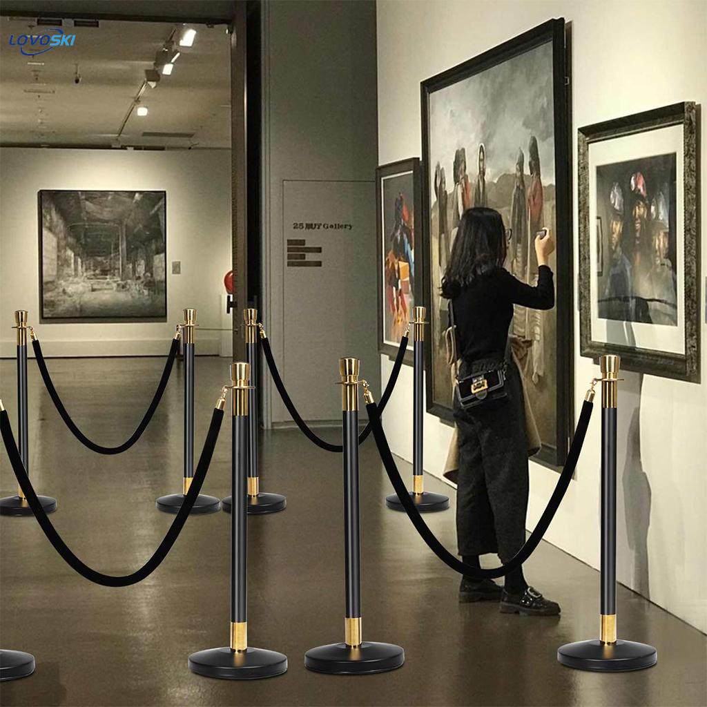 Velvet Stanchion Ropes, Stanchion Queue Line Barrier Rope Velvet Rope, Crowd Control Rope Barrier with Mirror Polished Hooks - Black, 78.7 inch. 