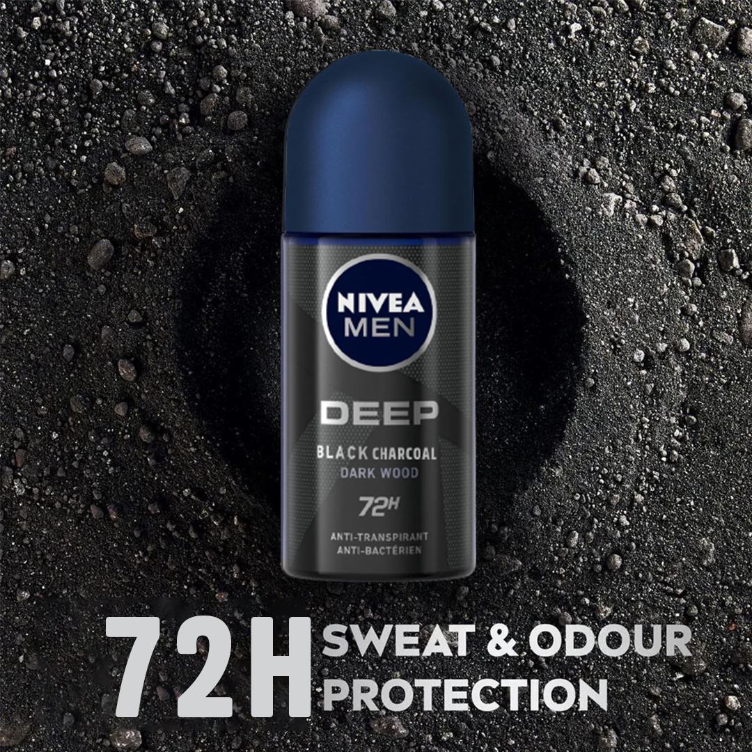 Nivea Men Deep Black Charcoal Darkwood Roll-On (25ml)