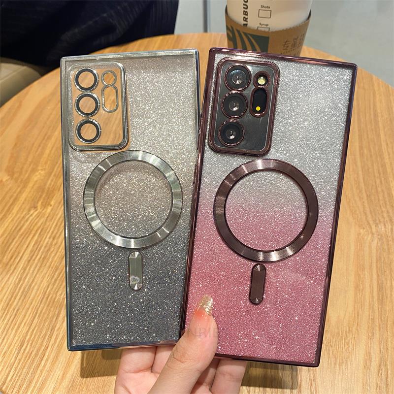 Magnetic Wireless Charging Case For Samsung Galaxy Note 20 Ultra 10 Plus 5g Gradient Glitter Magsafe Cover Note20 Note10 10plus. 