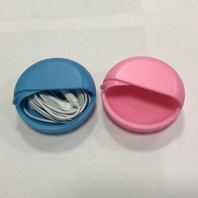 Plastic Earphone Organizer Cute Cartoon Headphone Container Rotating Cover Round Earphone Wire Box Data Line Cables Storage Case. 