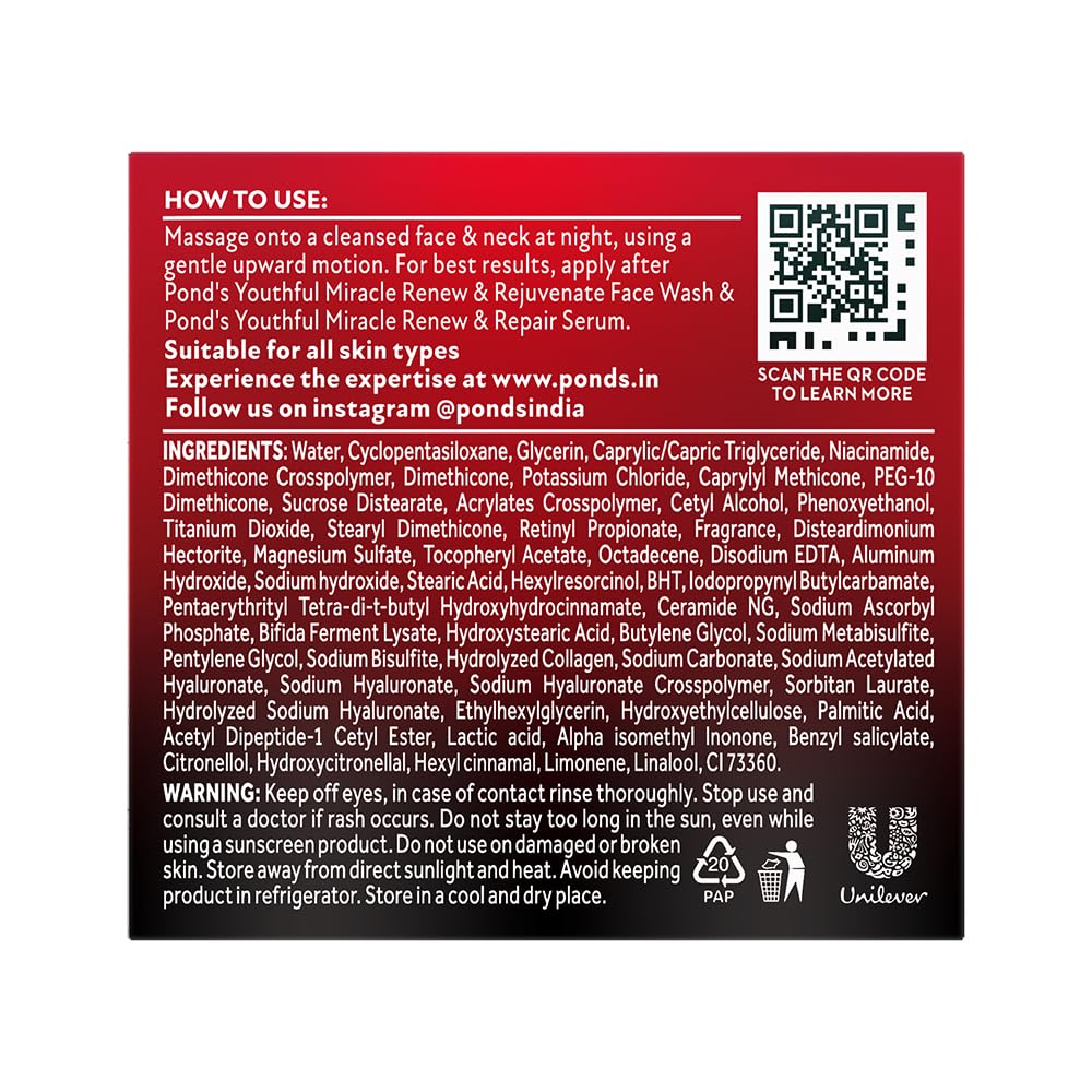 POND'S Youthful Miracle Hexyl Retinol Complex, Renew & Repair Night Cream 50g. 
