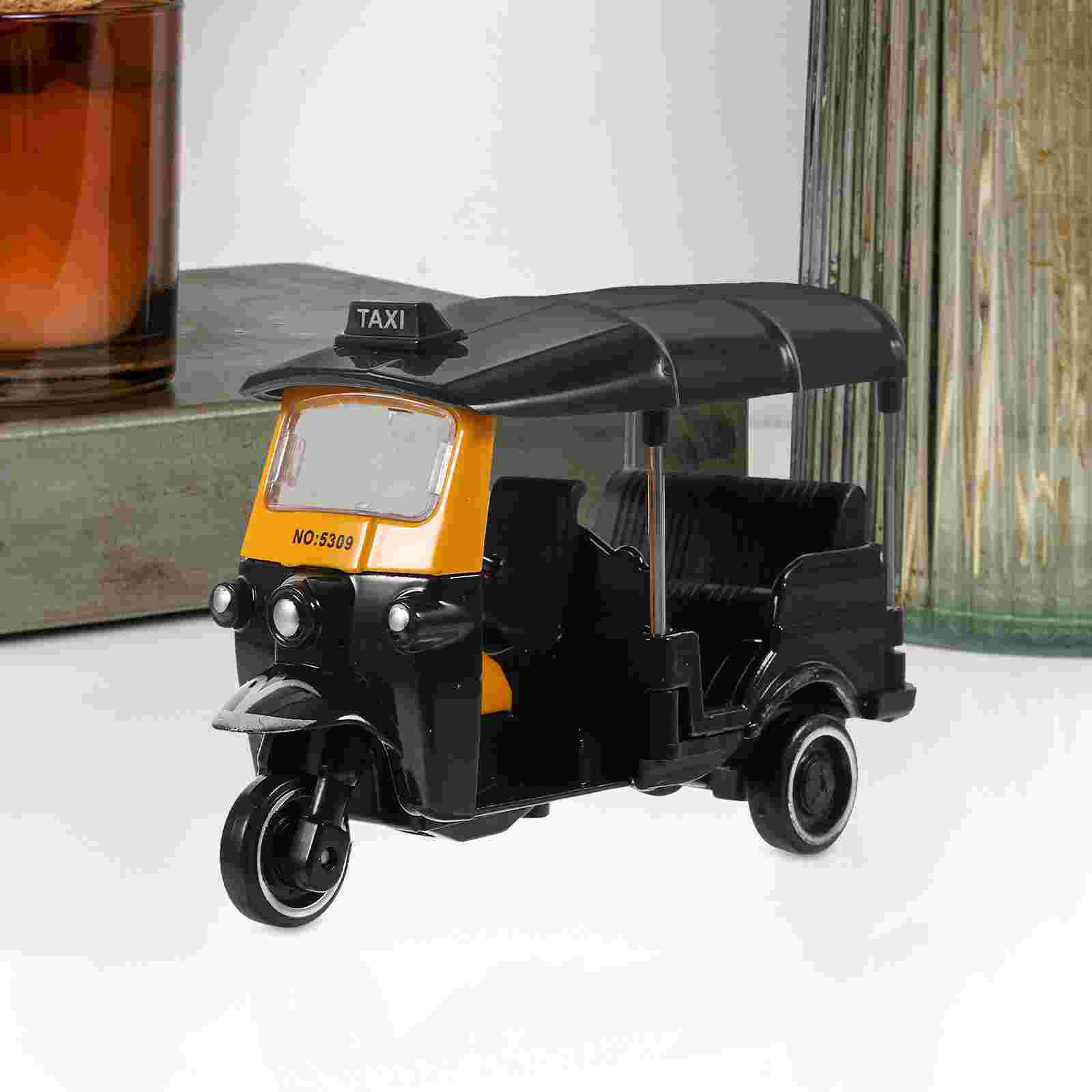 Thai Tricycle Model Toy Simulation Tuk Tuk Car Figurine Children Vehicle Toy Modeling Desktop Cake Topper Decoration Birthday. 