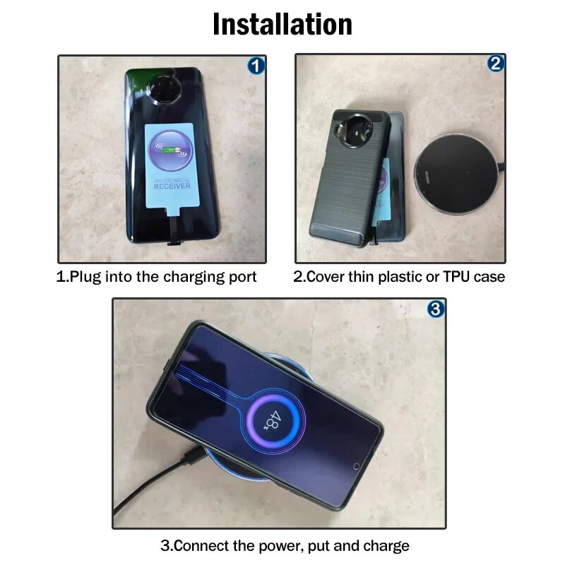 Qi Wireless Charging Set for Samsung Galaxy A52s A52 A72 A12 A22 A32 A42 5G Wireless Charger Pad+USB Type-C Receiver+Phone Case. 