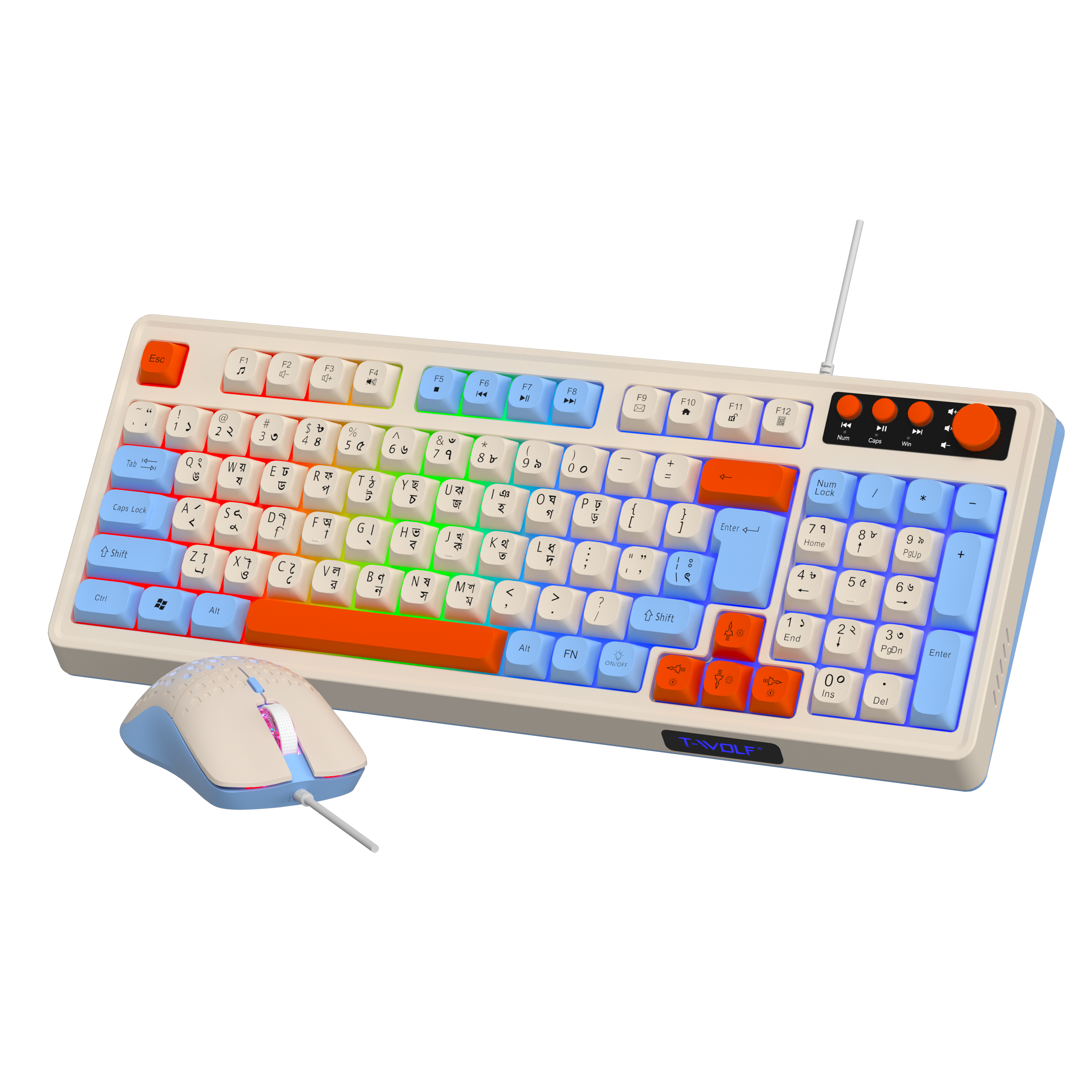 T-WOLF TF100 Wired Keyboard Mouse Gaming Combo. 