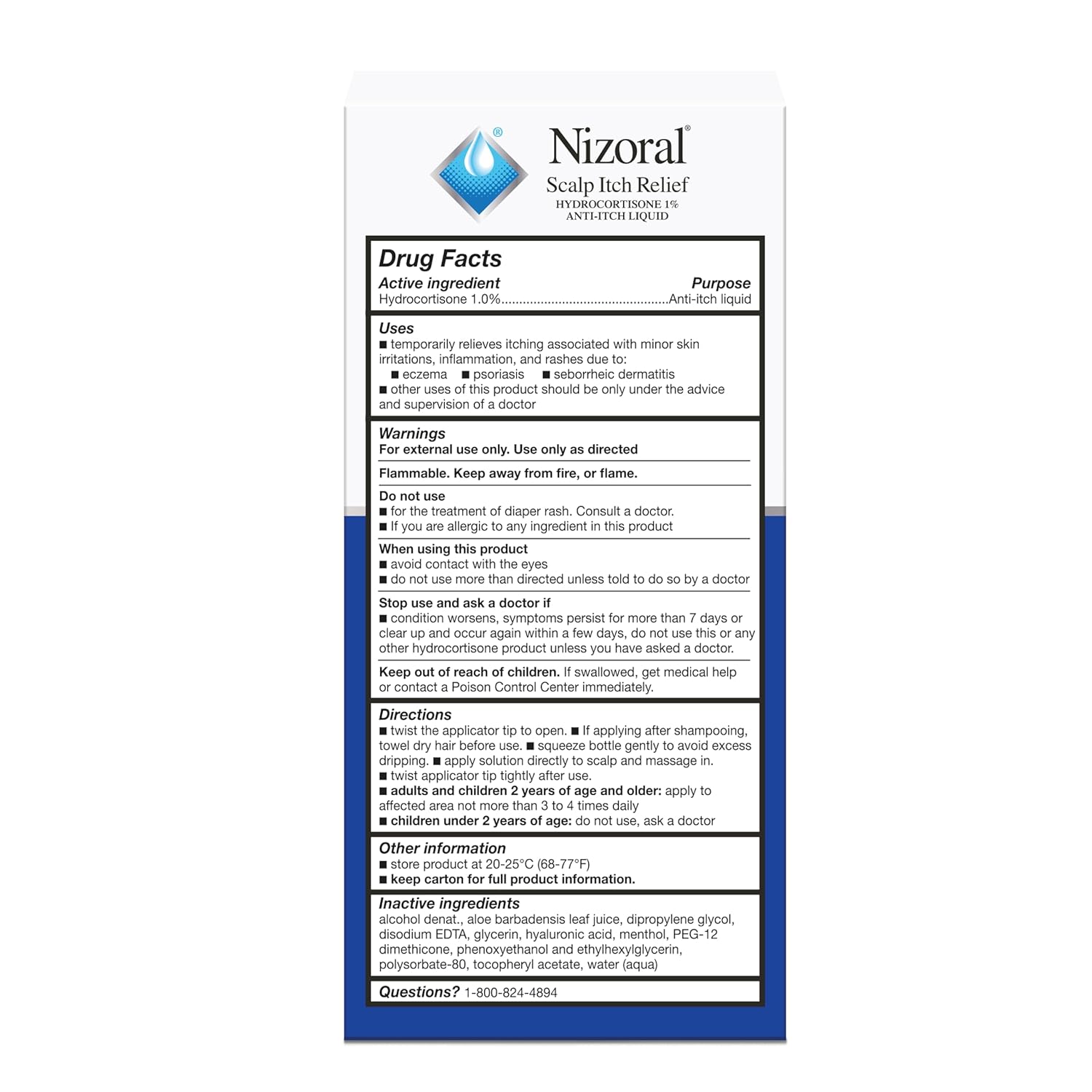Nizoral Scalp Itch Relief Liquid Relieves Scalp Itch and Soothes, Calms and Hydrates with Maximum Strength Anti-Itch Medicine (Hydrocortisone 1%), 2 Fl Oz. 