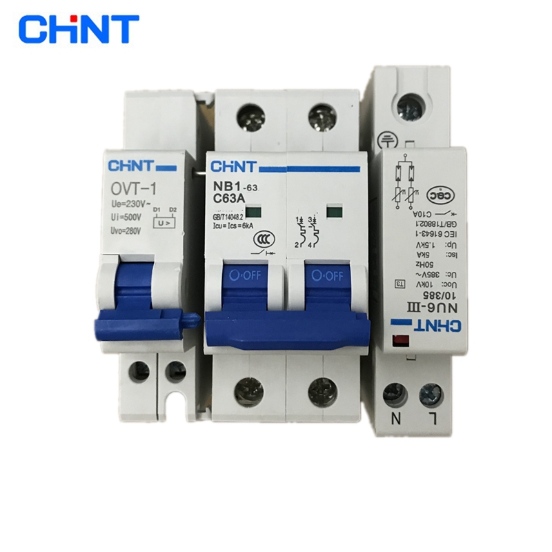 CHINT OVT-1 NB1-63 NU6-III POV-1 MCB Permanent Transient Surge Protector Sobretensiónes transitorio y permanente monofásico