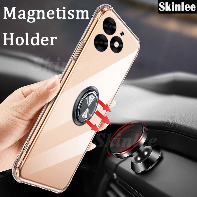 Phone case For infinix Smart 8 Pro Back cover Ring Holder Ultra Thin Transparent Car Navigation Soft Silicone Clear cover For infinix Smart8 Pro Cover cases. 