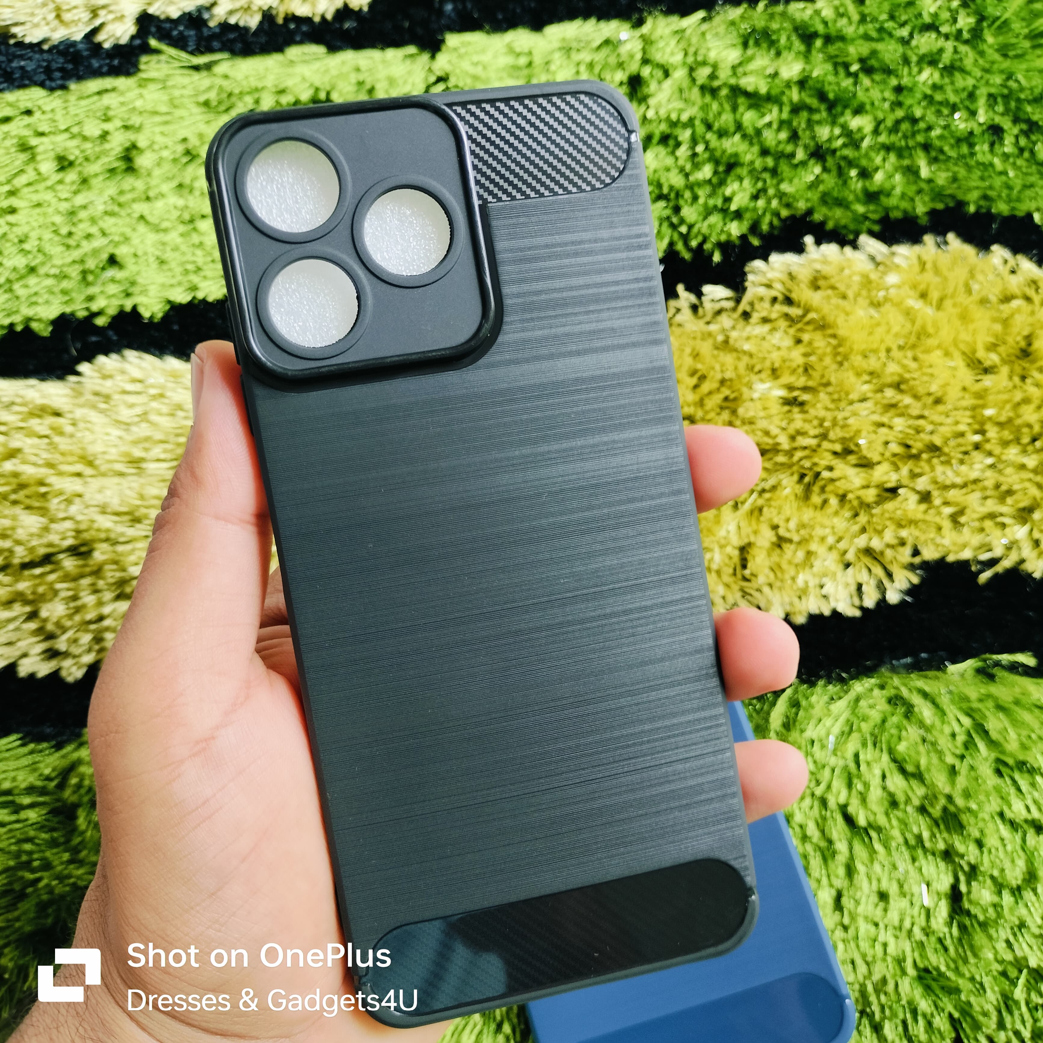 ZTE Blade V50 Premium Silicone Soft Case with Carbon Fiber Texture and Camera Bump Protector. 