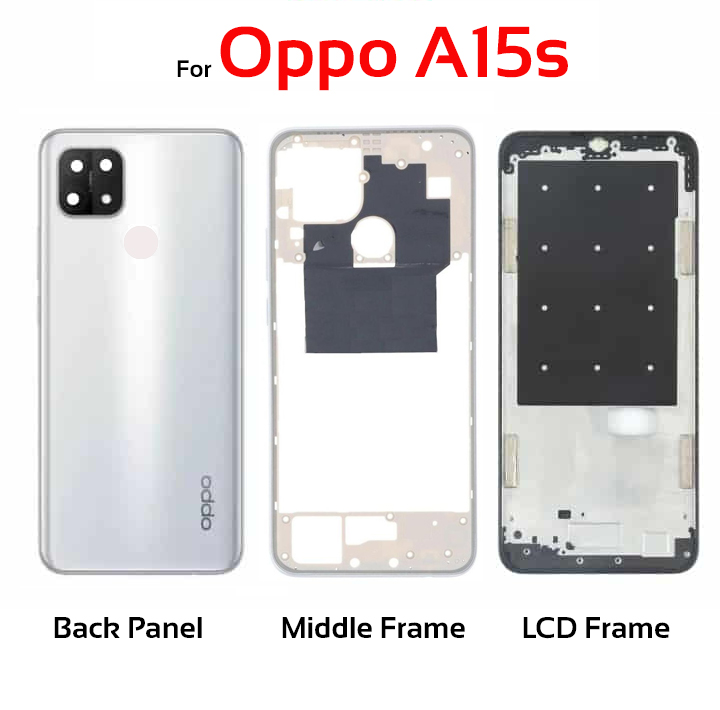 Full Body Housing For Oppo A15/A15s Front LCD Frame Panel, Middle Bezel Frame and Back Panel. 