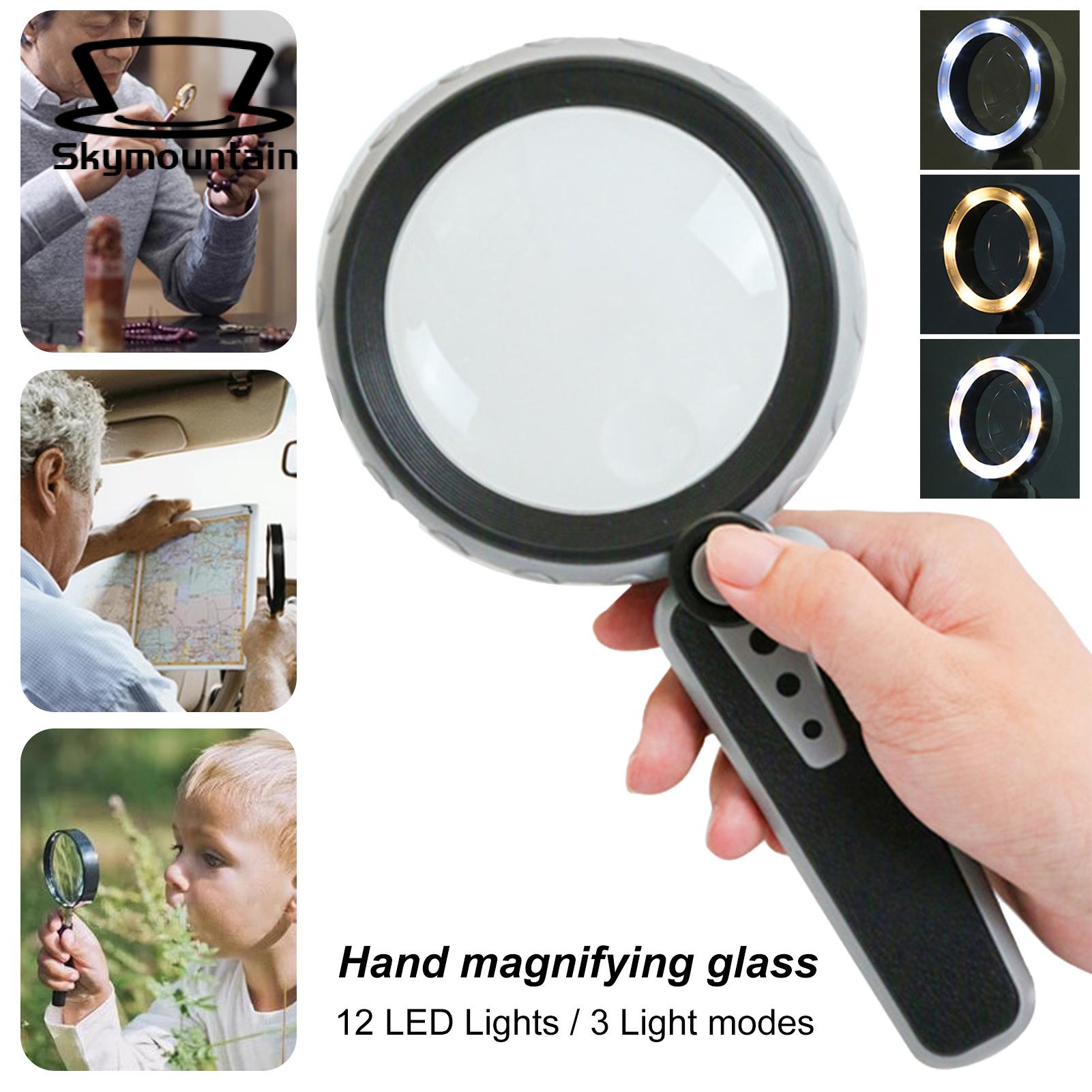 Handheld Magnifier 12 LED 10X Scientific Exploration LED Lighted Magnifier. 