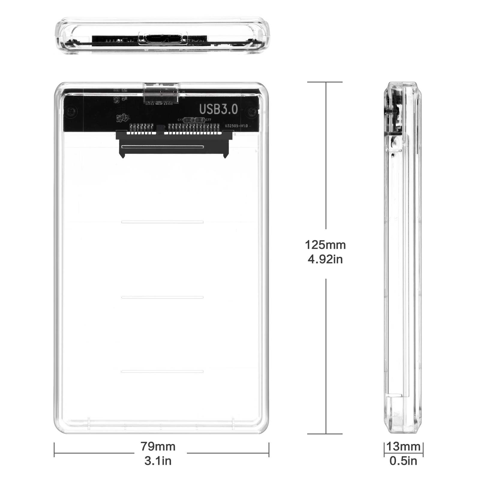 USB 3.0 /Type C 2.5'' Hard Drive Enclosure Transparent Mobile SSD HDD Box USB3.1 Ssd Hdd Case Portable Hardisk With USB C Cable. 