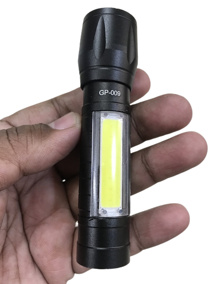 GF009 LED Flashlight COB Rechargeable Zoom Focus. 