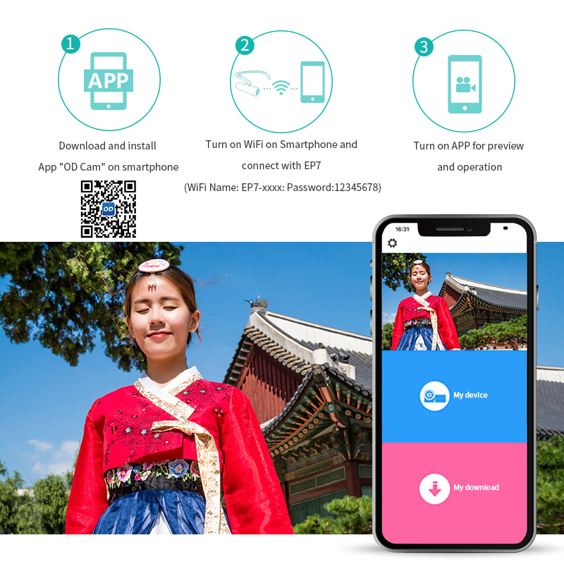 Ordro EP7 Video Camera Camcorder 4K YouTube Vlogging Cameras FPV WiFi Wearable, Built-in Gimbal Stabilization, for Blogger. 