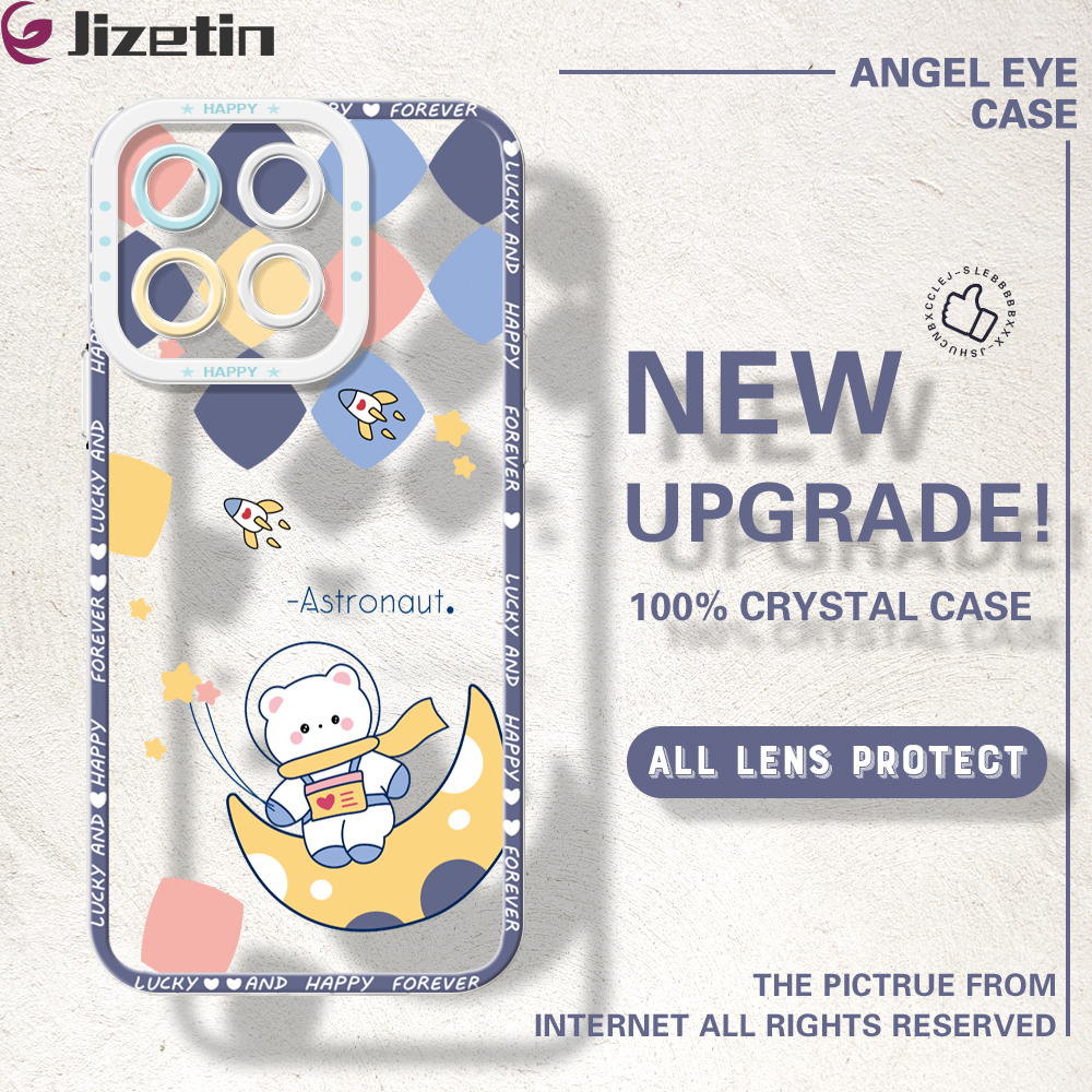 Jizetin for Honor X8b Back Cover Crystal Transparent INS Style Pattern Soft Full Camera Cover Protection Phone Cases