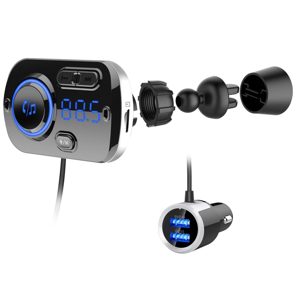 FM Tran_s_mitter BC49BQ Bluetooth-Compatible 5.0 Car Charger Car Kit MP3 Music Audio Player Hands-Free Calling Dual USB Port FLAC. 