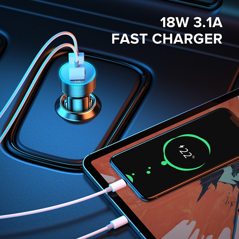 Dual Car Charger With LED Display Fast Charger For Google Pixel 6 5 Pro Samsung A52S A12 F22 M32 Type C USB C Car Charger Cable. 
