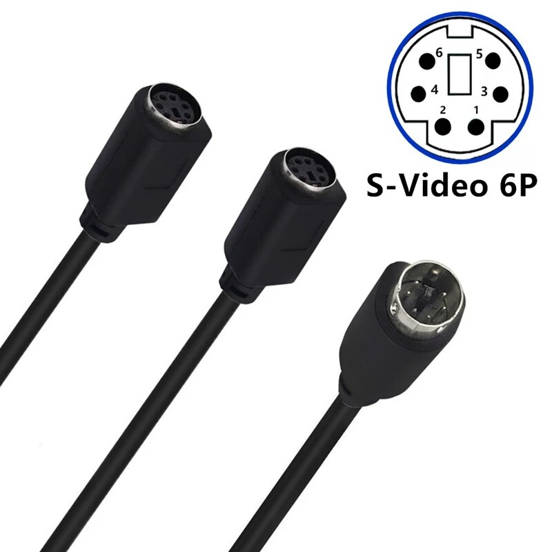 S-video Mini DIN 6-pin Splitter Y Adapter 1 male 2 female Cable 6pin PS/2 PS2 Data Cable to Keyboard and Mouse Interface. 