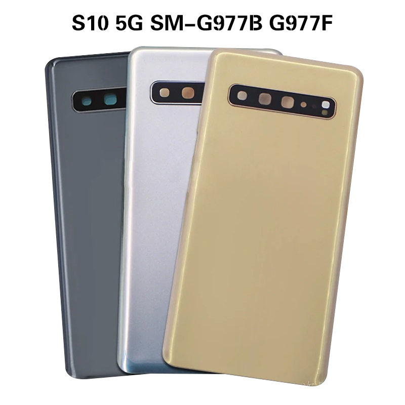 For Samsung Galaxy S10 5G SM-G977B G977F Battery Back Cover Rear Door Glass Panel Housing Case Adhesive ADD Camera Lens Replace