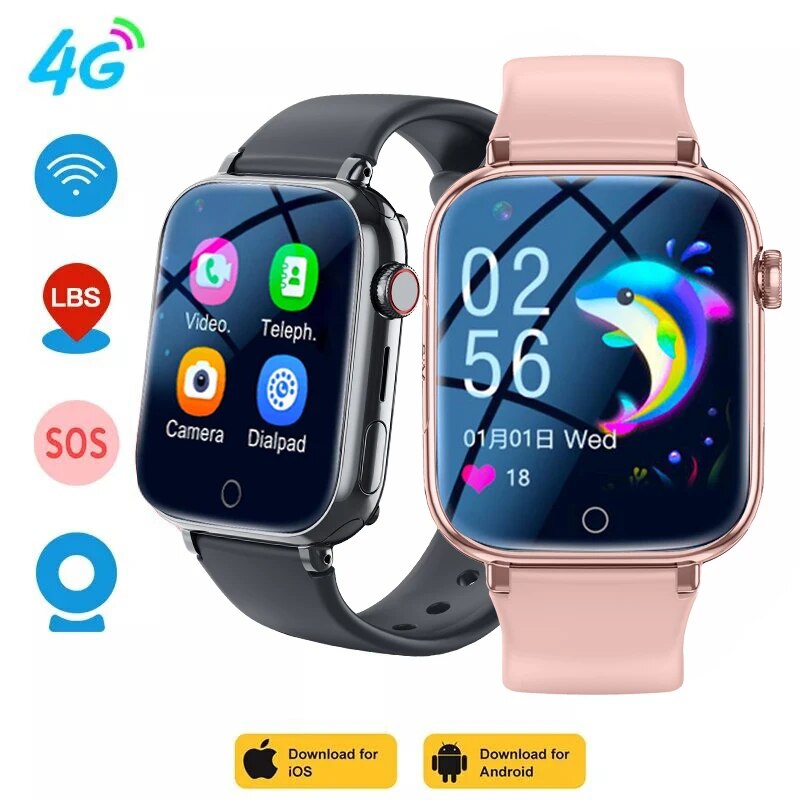 2024 4G Smart Watch Kids GPS WIFI Video Call SOS Waterproof Child Smartwatch Camera Monitor Tracker Location Phone Watch Girls