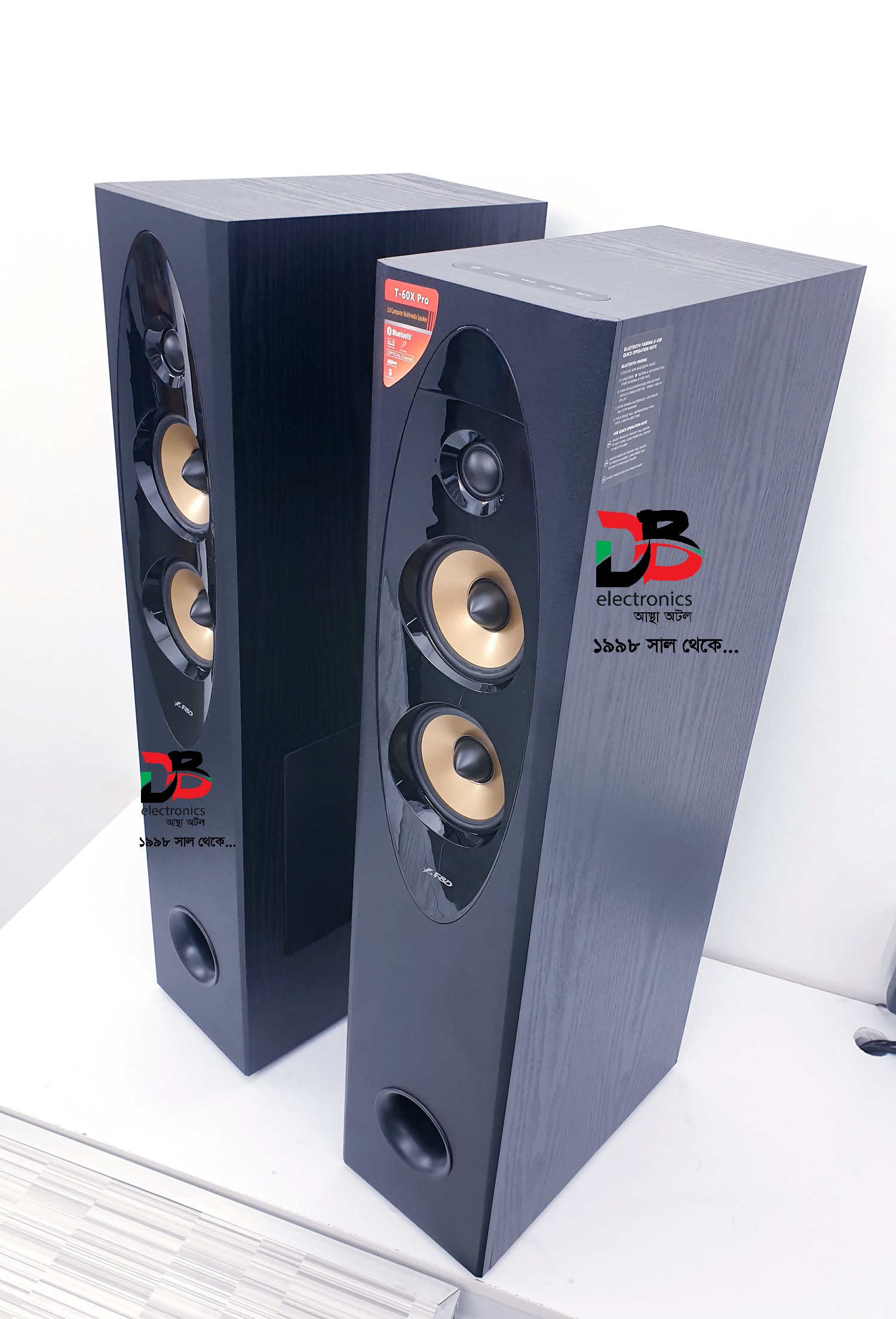 Home Theatre Fd T60x F&D T60X Floorstanding Tower Speaker Black