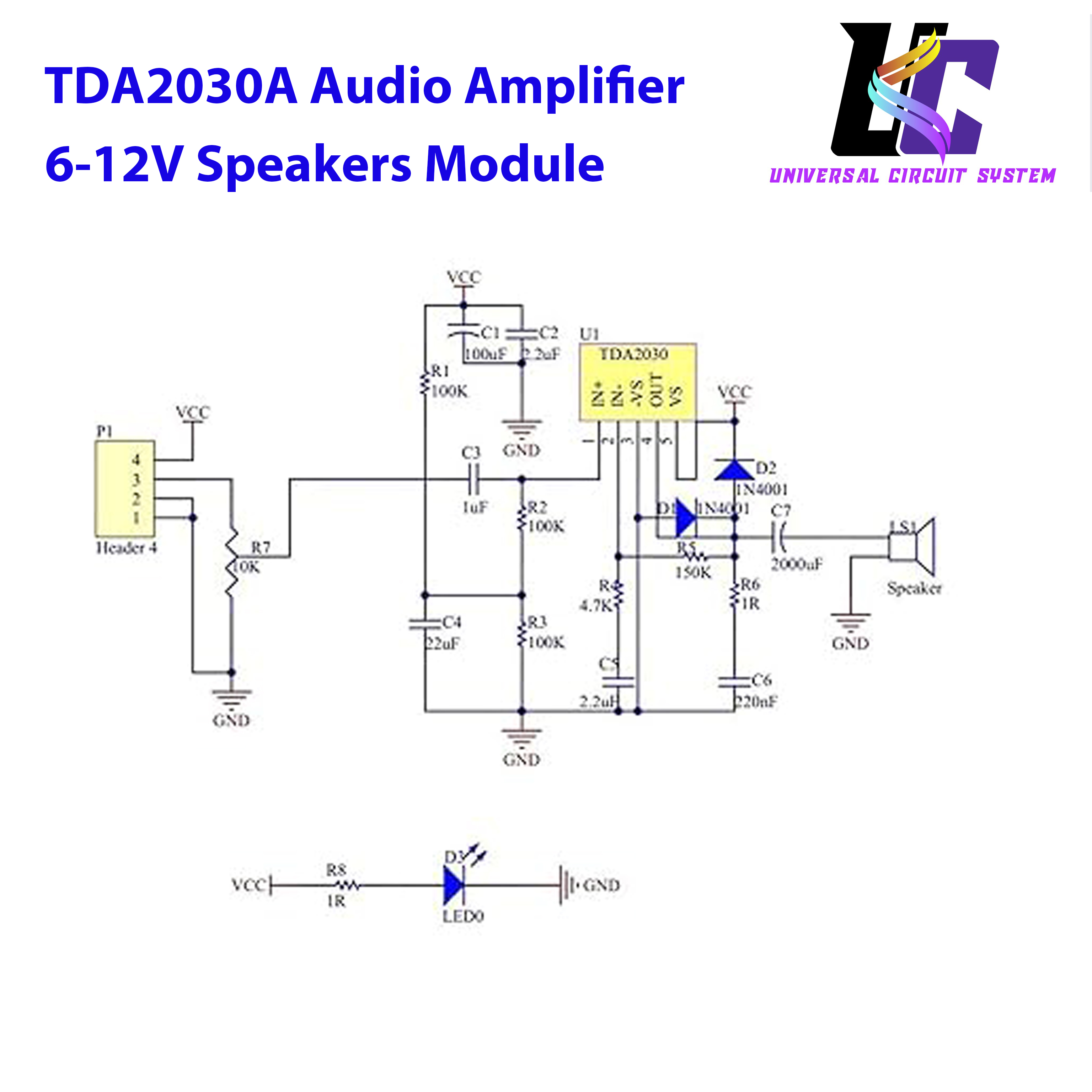 TDA2030A Audio Amplifier Module TDA2030 Power Amplifier Board 6-12V Speakers Module Converter dta2030. 