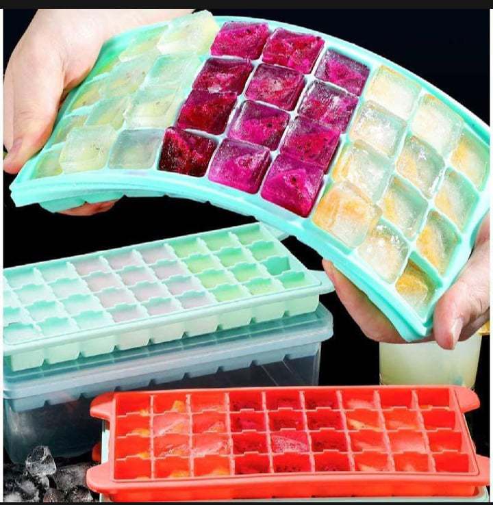 24 Grid Ice Cube Tray With Dust Lid, Rectangle Silicone Ice Cube Mold ...