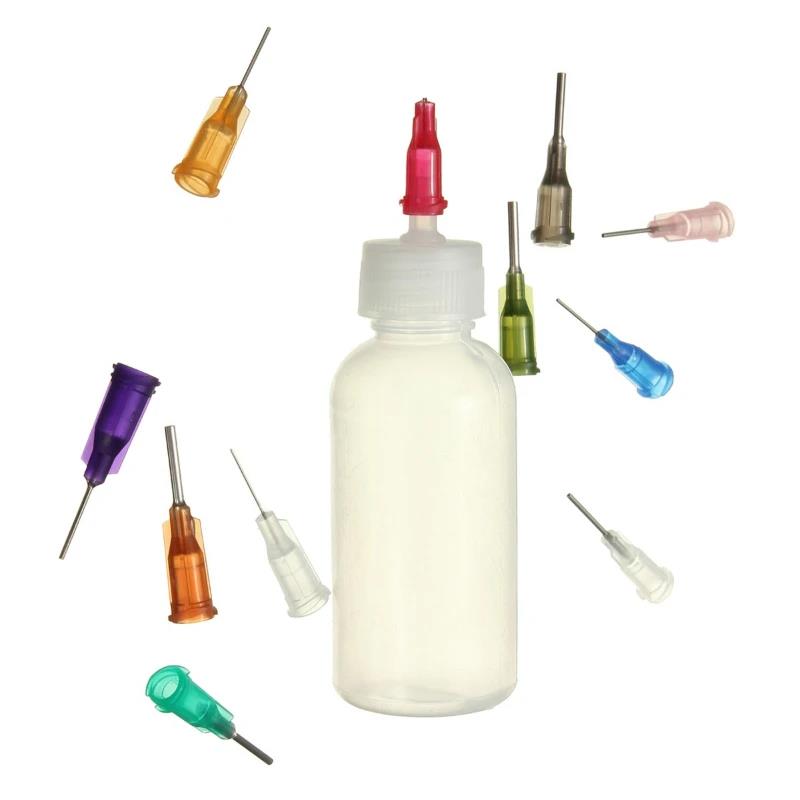 30ml/50ml Transparent Polyethylene Needle Dispenser Dispensing Bottle for Rosin Solder Flux Paste + 11 Needles Tools Vnce Lncei. 