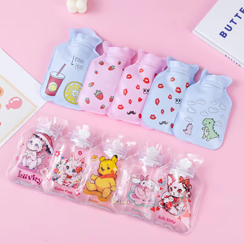 New Transparent PVC Hot Water Bag Cute Shin Chan Cartoon Water Injection Filling Bag Hand And Tummy Warmer Bottles Winter Christmas Party Gift Cute Cartoon PVC Hot Water Bottle Creative Water Filling Hot Water Bag Hand Warmer. 