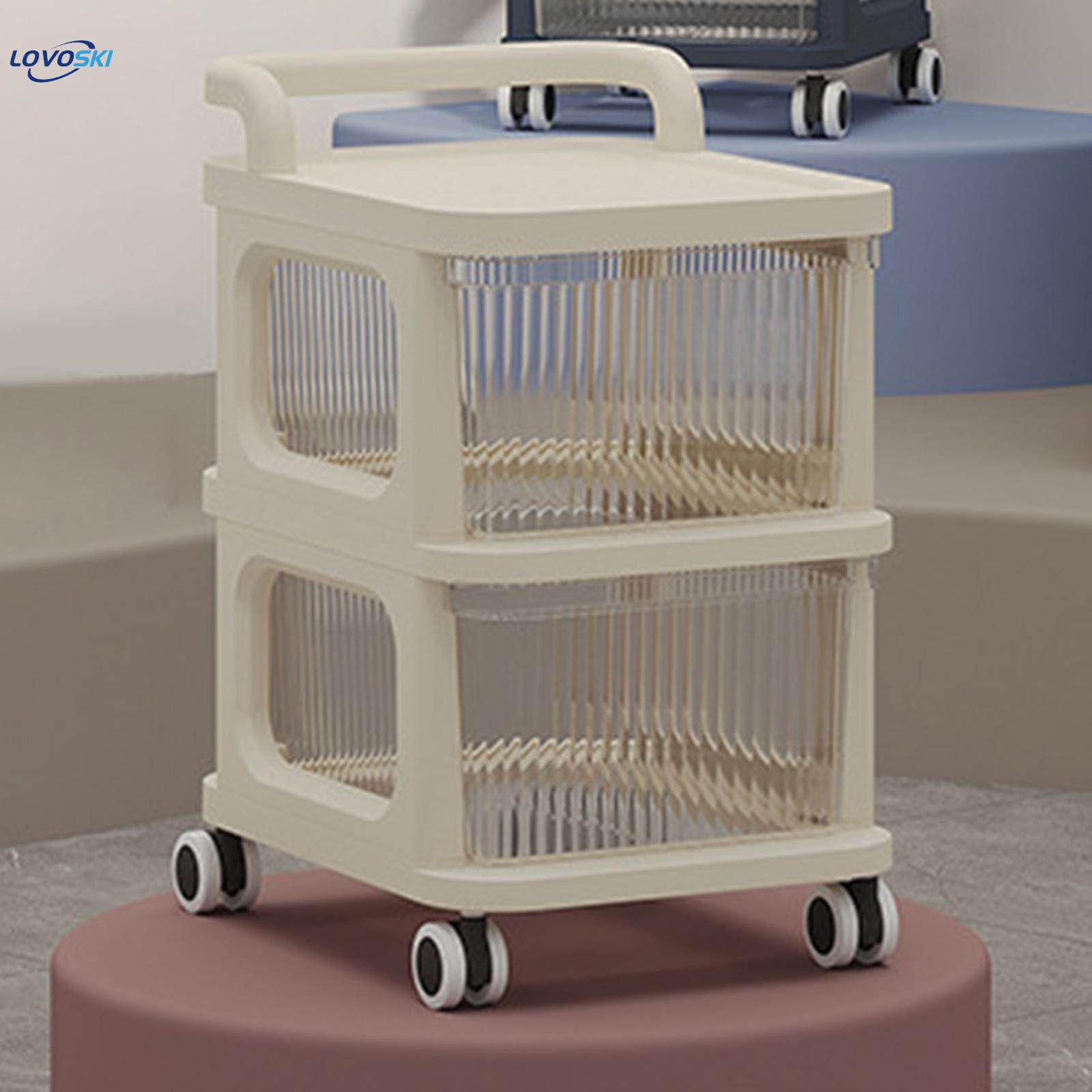 Mobile Rolling Utility Cart Storage Drawer Carts with Brake Wheel Utility Modern 2 Drawers Rolling Wheel Cart for Living Room Buffet Office. 