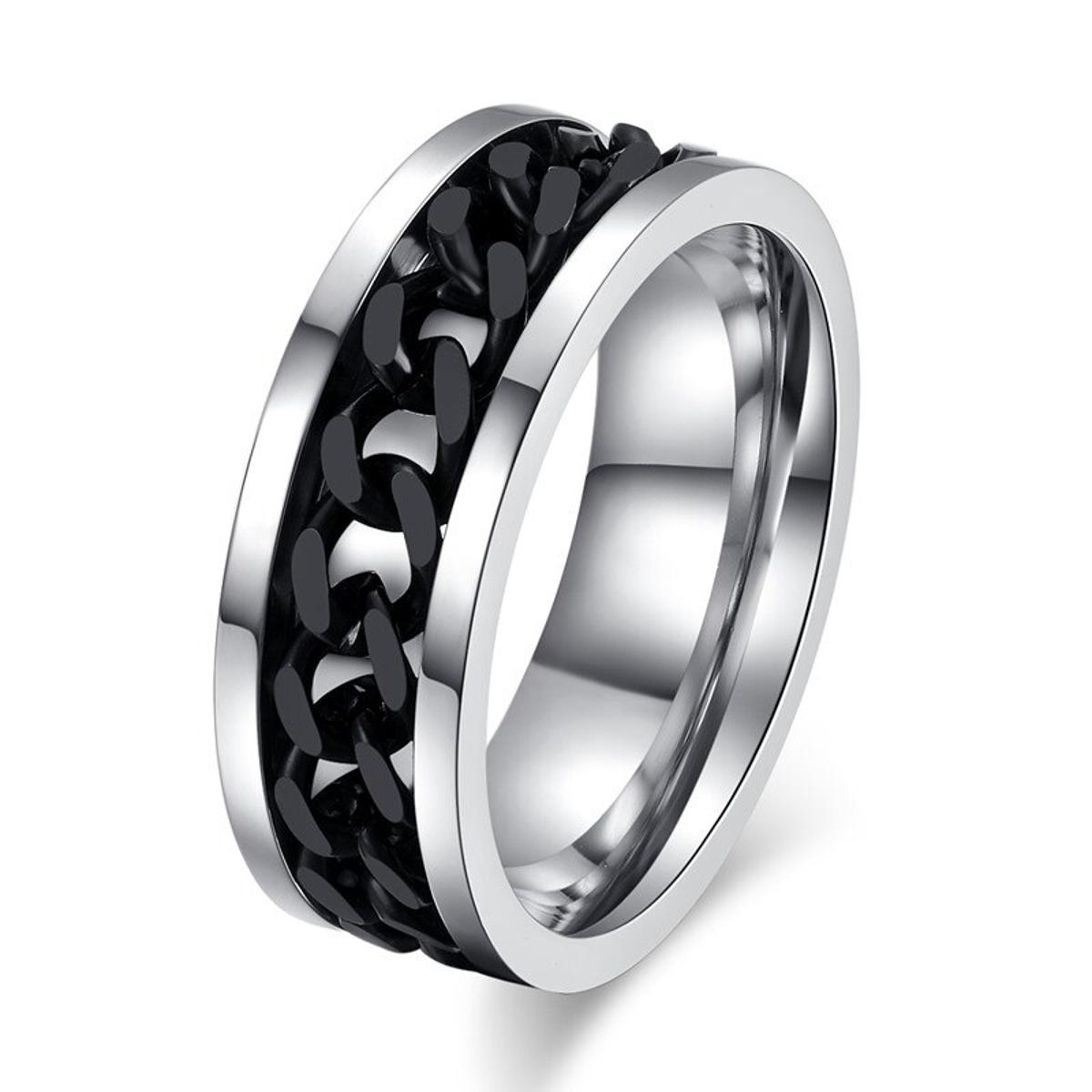 Spinner Chain Ring Men, Stainless Steel Fidget Ring ,Black/Blue/Silver Color Not Fade Reliever Stress