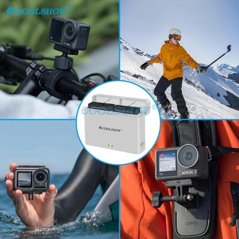 1800mah Battery For Osmo Action 4 / 3 Battery Charger Sports Camera Accessories For DJI OSMO Action 3 4 Batteries Box. 