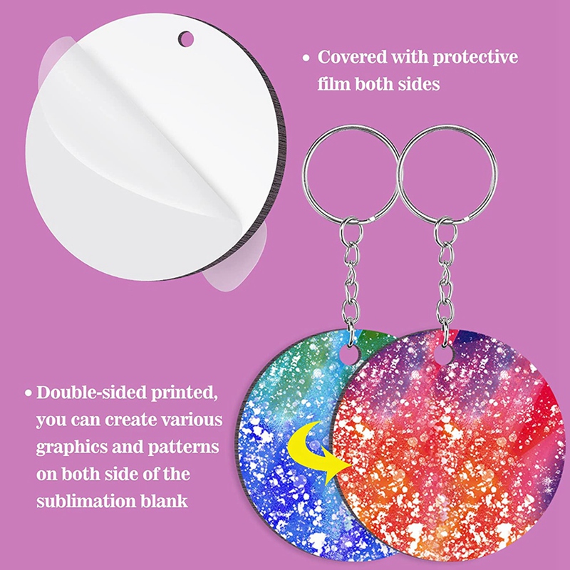 ZOROOM 240 Pieces Sublimation Blanks Keychain Set Round Key Rings Sublimation Ornament Blanks Heat Transfer Keychain Tassels. 