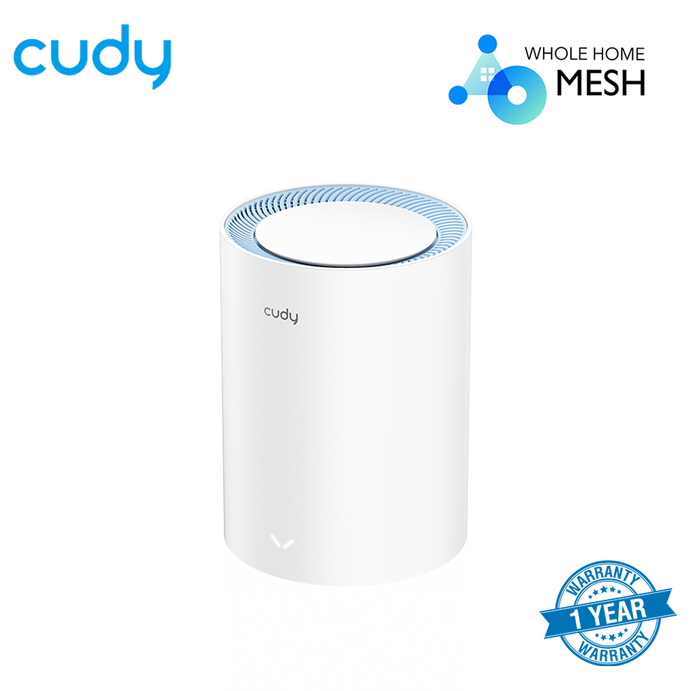 Cudy M1200 (1-pack) AC1200 Dual Band Whole Home Wi-Fi Mesh System - 867Mbps on 5GHz and 300Mbps on 2.4GHz - 2 Internal Antennas - White