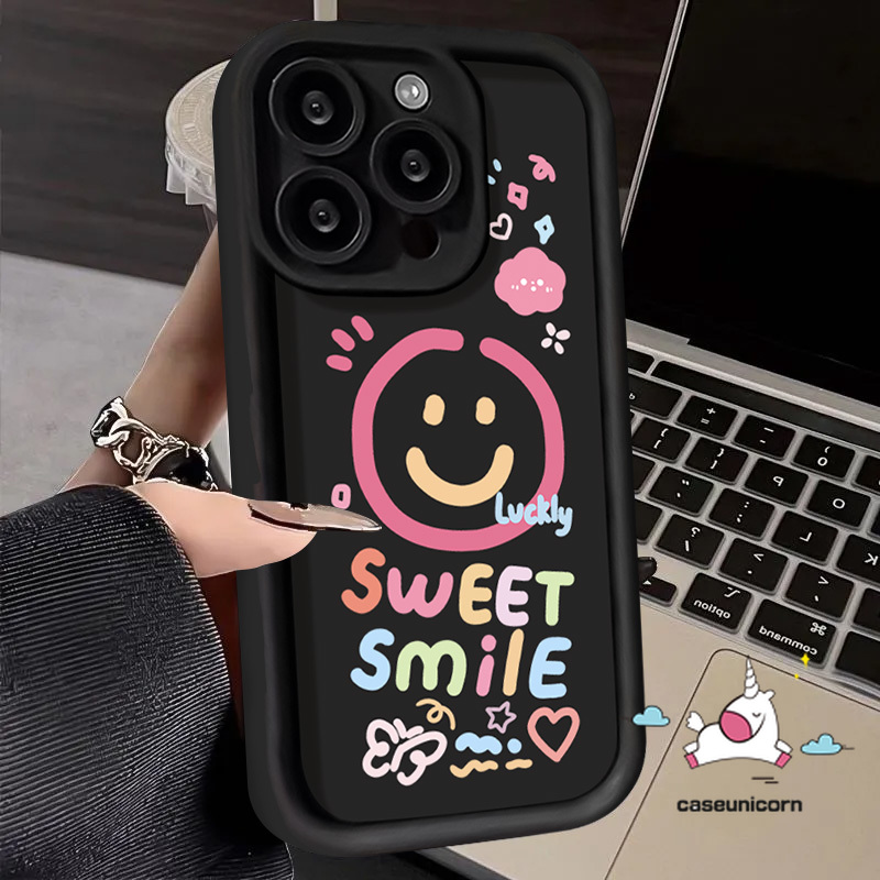 English Letter Couples Smiling Face Phone Case For Realme C33 C25 C25s C21Y C35 C53 C15 C12 C55 C20 C25Y C11 C21 C51 C31 C30 C20A 11 5i 6i 5 8i 5s Colour Heart Soft Angel Eyes Cover. 