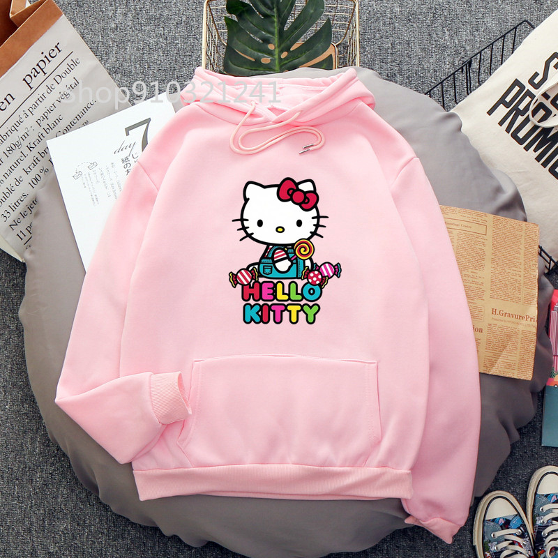 Pink Cartoon Hello Kitty Women's Hoodie Funny Melanie Martinez Hoodies Printing Sweatshirt Spring/Autumn Women Tops Clothes. 