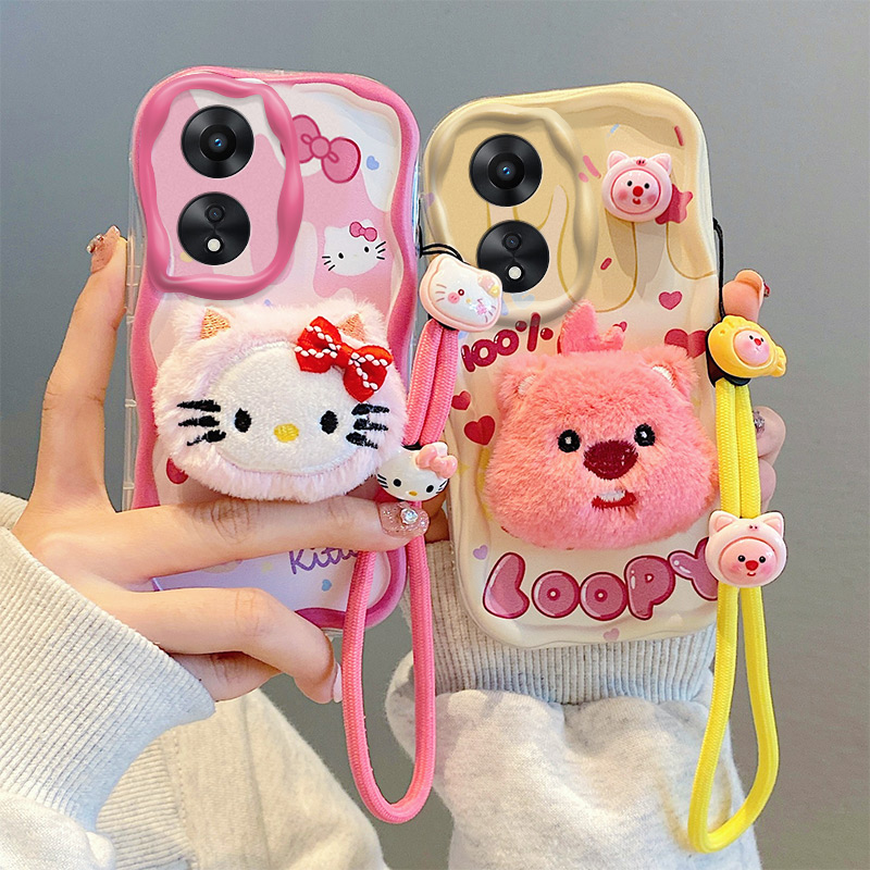 Sroof  Case  For OPPO A1 Pro A1K A3S A5 Pro AX5 A7X A8 A9 A11 A12e A15 A16 A16K A16e A17 A18 A31 A35 A36 A38 A52 A54s F23 Reno8 T K10 Cute 3D Fashionable and Cute Cream Plush Phone Case with Six Animal Types Pacha Dog Strawberry Bear phone case back cover. 