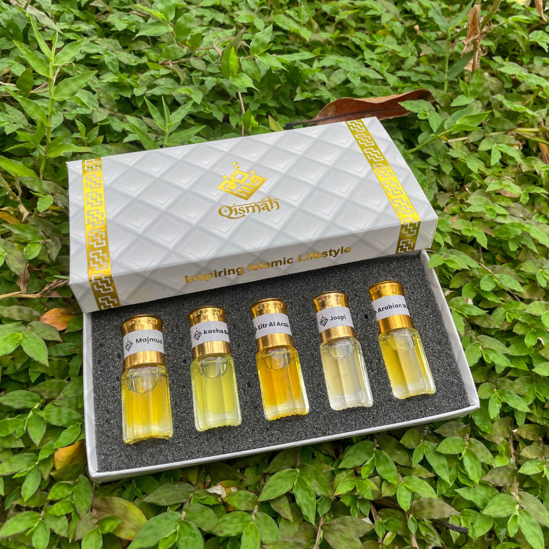 Arabian Traditional Fragrance Ator - Attar Combo Pack 5 in 1 for Men (Ator Perfume Box Set) - Halal Perfume Package - Made in Saudi Arabia. 