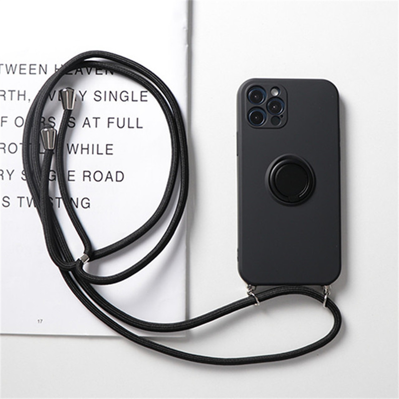 Necklace Lanyard Rope Ring Holder Strap Phone Case For iPhone 15relax 14 13 12 Mini 11 Pro MAX XS Max XR X SE2 7 8 6s Plus Soft Cover