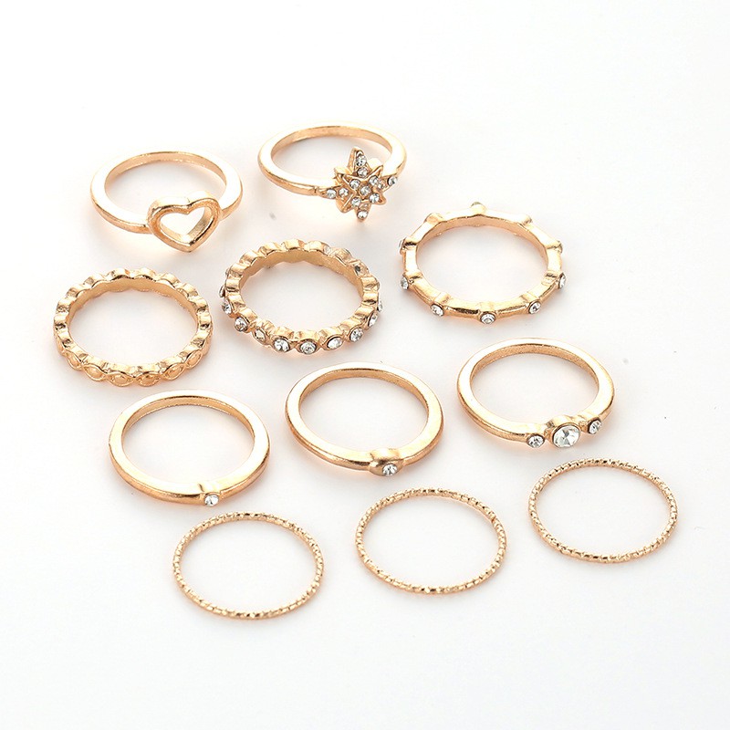 Enacolor Elegant Moon Crown Set Rings Crystal Jewelry