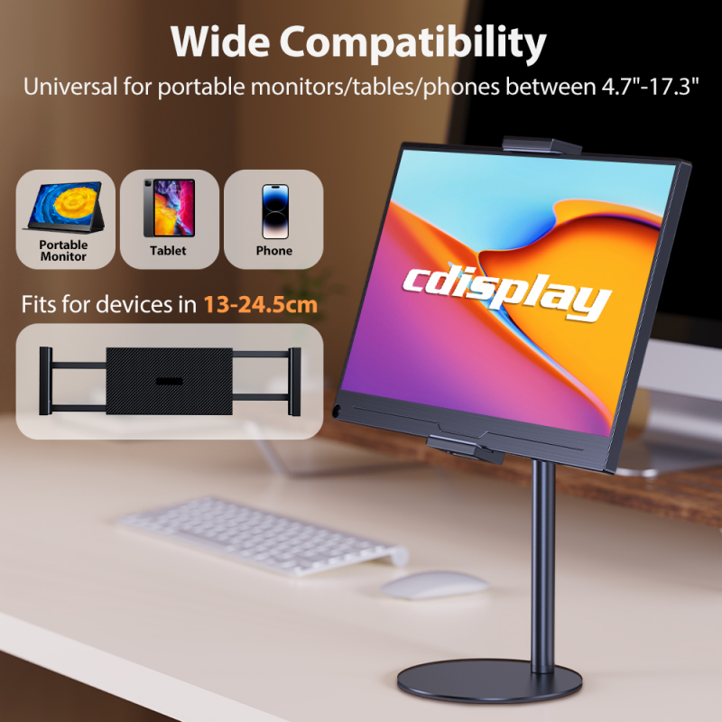 Cdisplay Portable Monitor Stand Adjustable Height Desktop Monitor Bracket for 4.7-17.3 inch Phone Tablet Monitor Support Holder. 