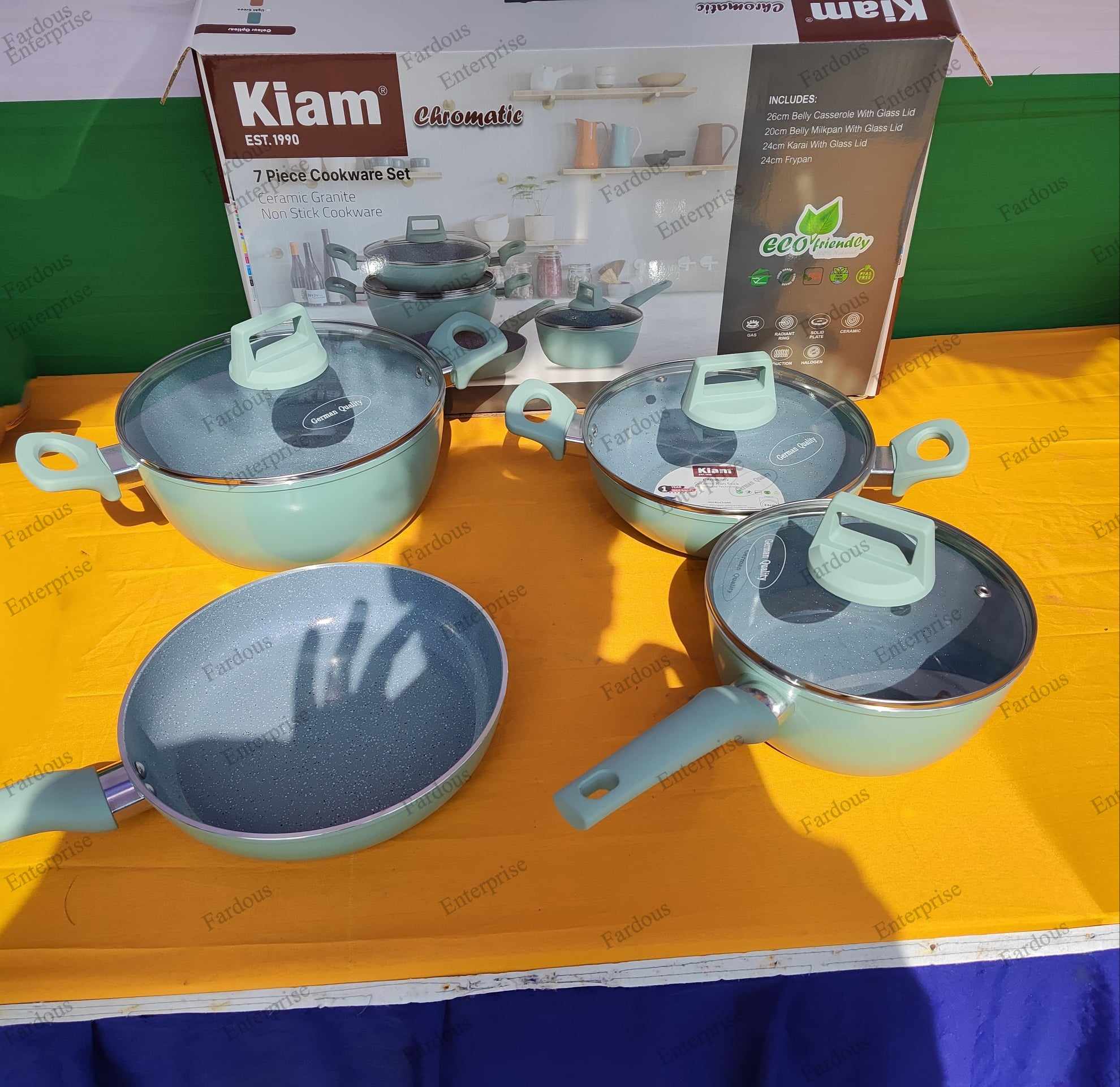 Kiam 7 Piece Ceramic Granite Non Stick Cookware Set (Induction Bottom)