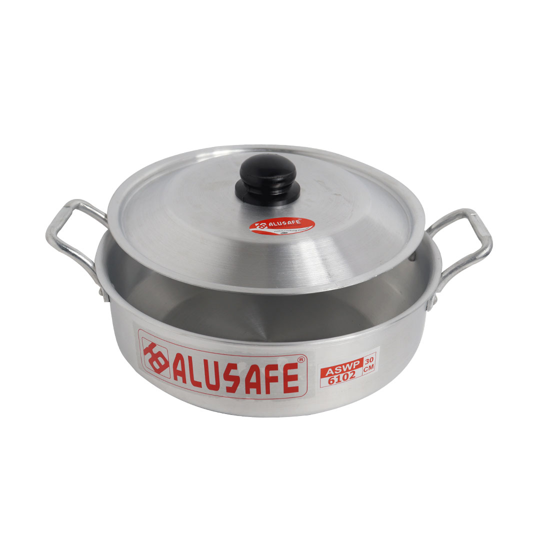 Alusafe Aluminum Wokpan with Lid (22*7 CM). 