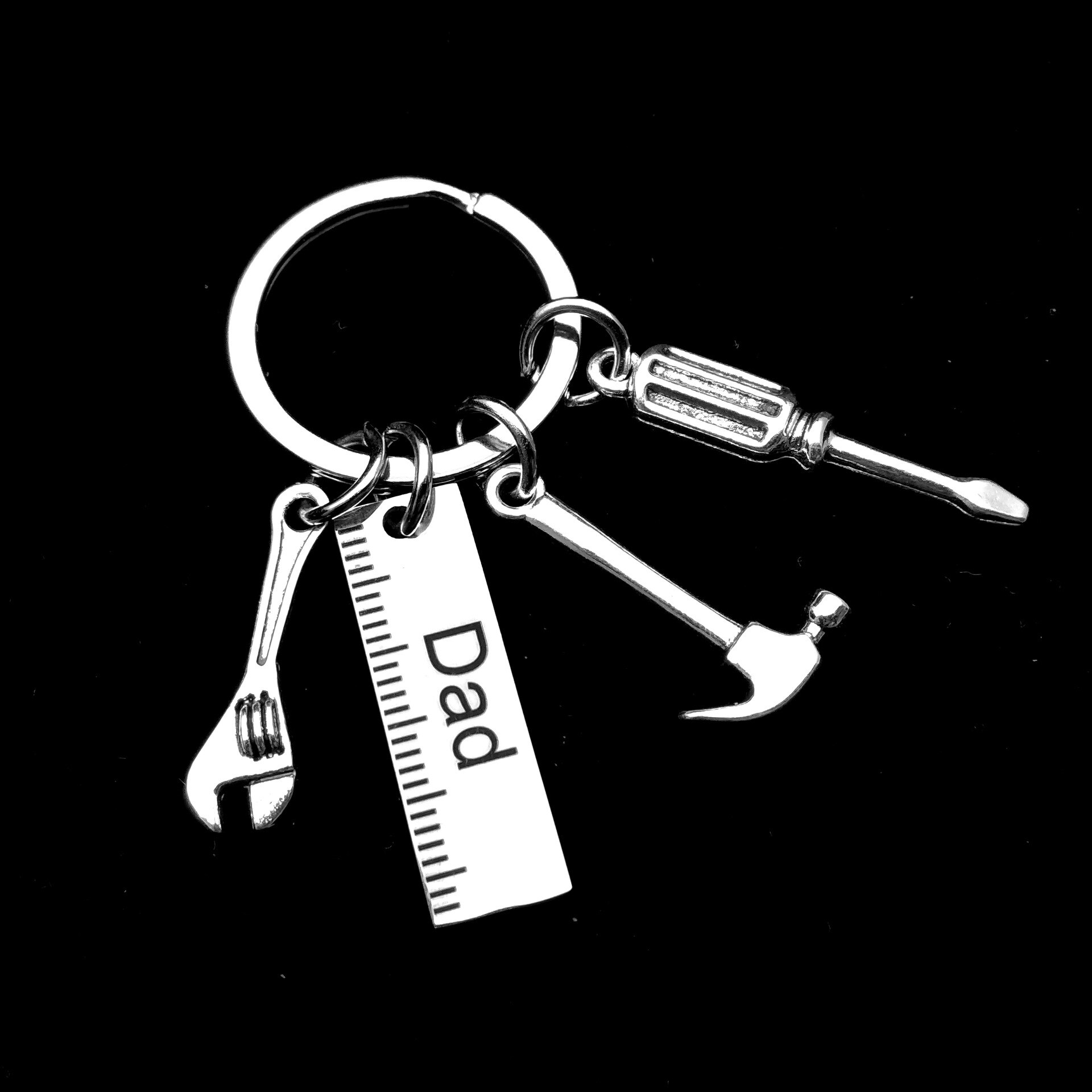 Key Ring Ruler Hammer Wrench Screwdriver Dad Dad's Tool If Dad Keychain Key Chain Accessories Cute. 