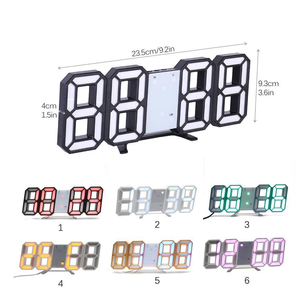 Goglor 3D LED Wall Clock Modern Digital Table Desktop Alarm Clock Nightlight Saat Wall Clock Watch For Home Living Room 24 or 12 Hour. 