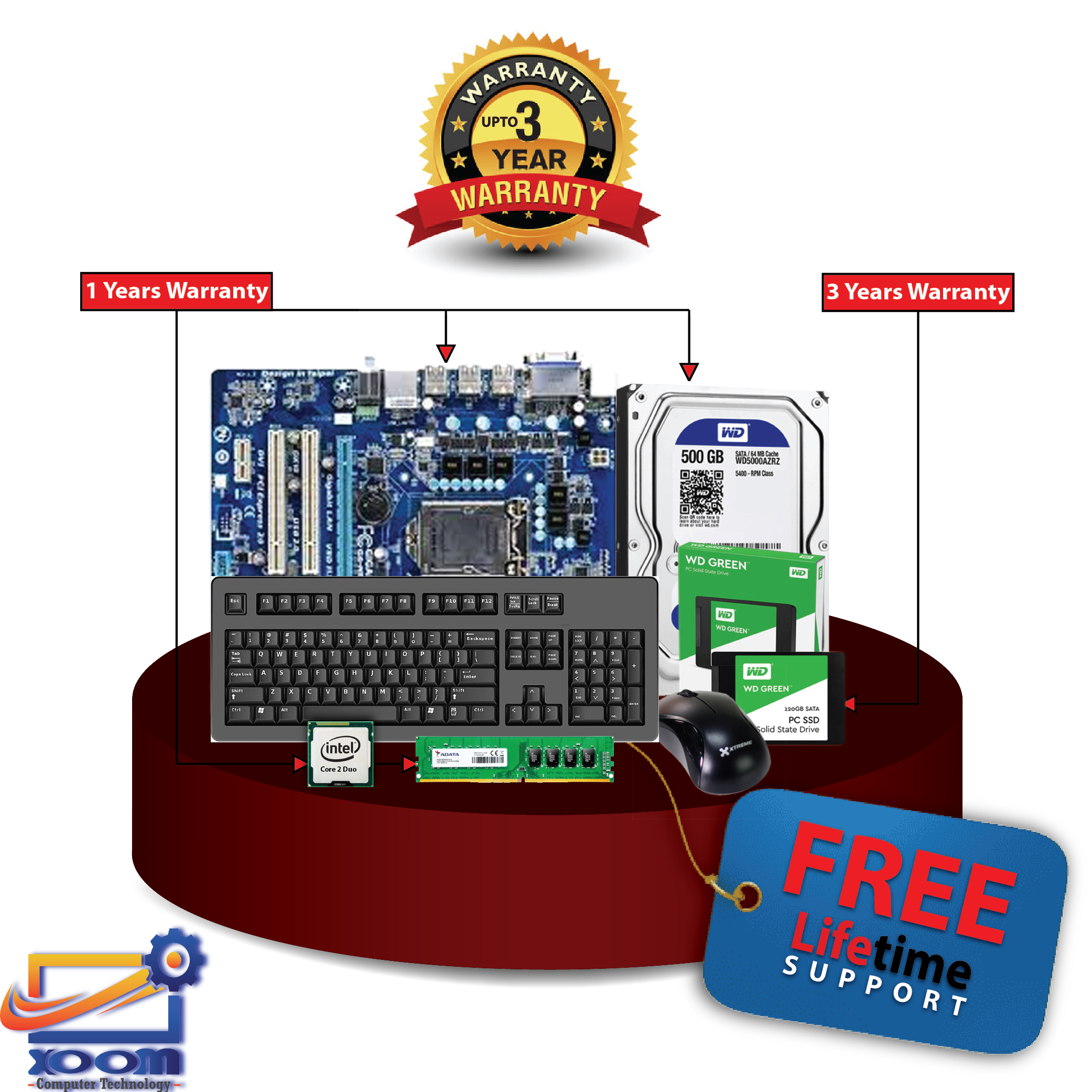 Full Set Office Pc 120Gb Ssd Or 500Gb Hdd Monitor 17'' Win 10- Office Application - Keyboard & Mouse. 