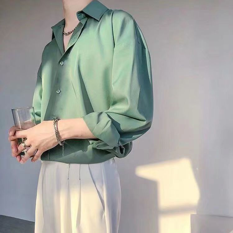 Shirt Men's Korean Style Trendy Casual Top Clothes Spring and AutumninsFashion Loose and Handsome All-Matching Shirt. 